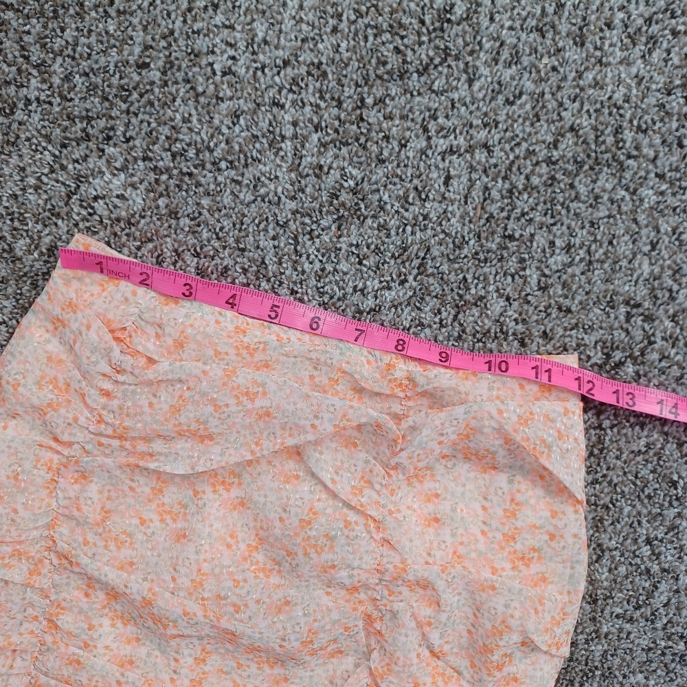 Lulu's Ruche Toward Spring Orange Floral Print Ruched Mini Skirt NWT - Picture 4 of 11